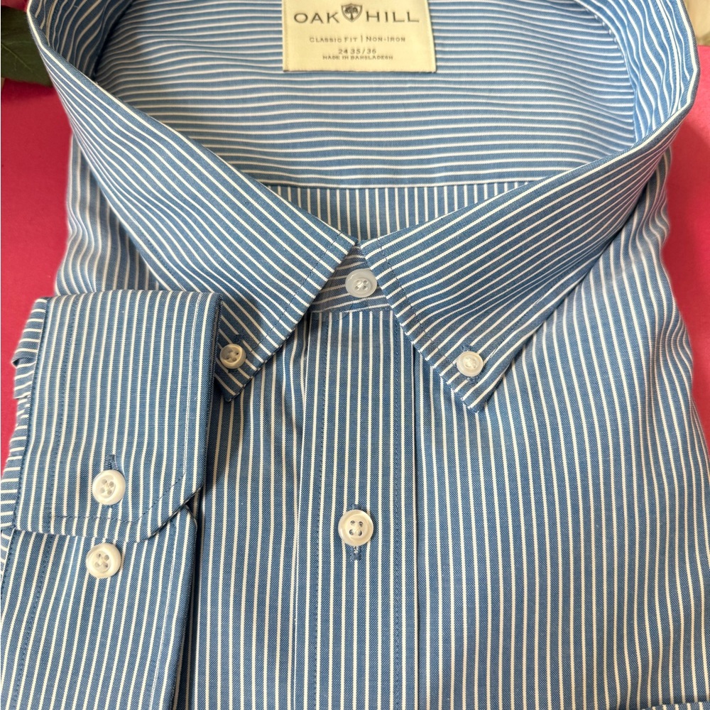 DXL Size 6 Blue Striped Men's Shirt - Picture 2 of 15